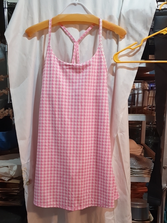 HALARA Dresses & Skirts - Pink Houndstooth Spaghetti Strap Dress